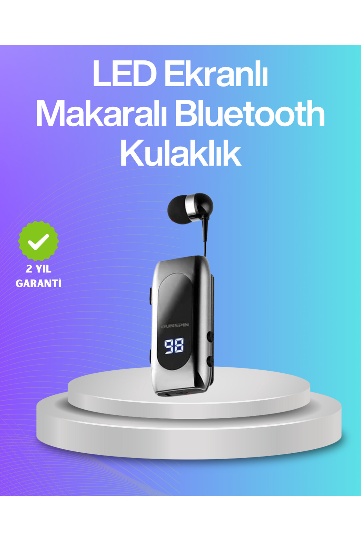 MKR Bluetooth 5.2 Klipsli Kablosuz Kulaklık - Dijital Ekran & Titreşimli Uyarı