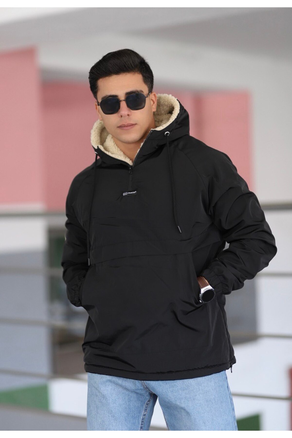 İng drop Чоловічий дощовик з хутряною підкладкою, чорний