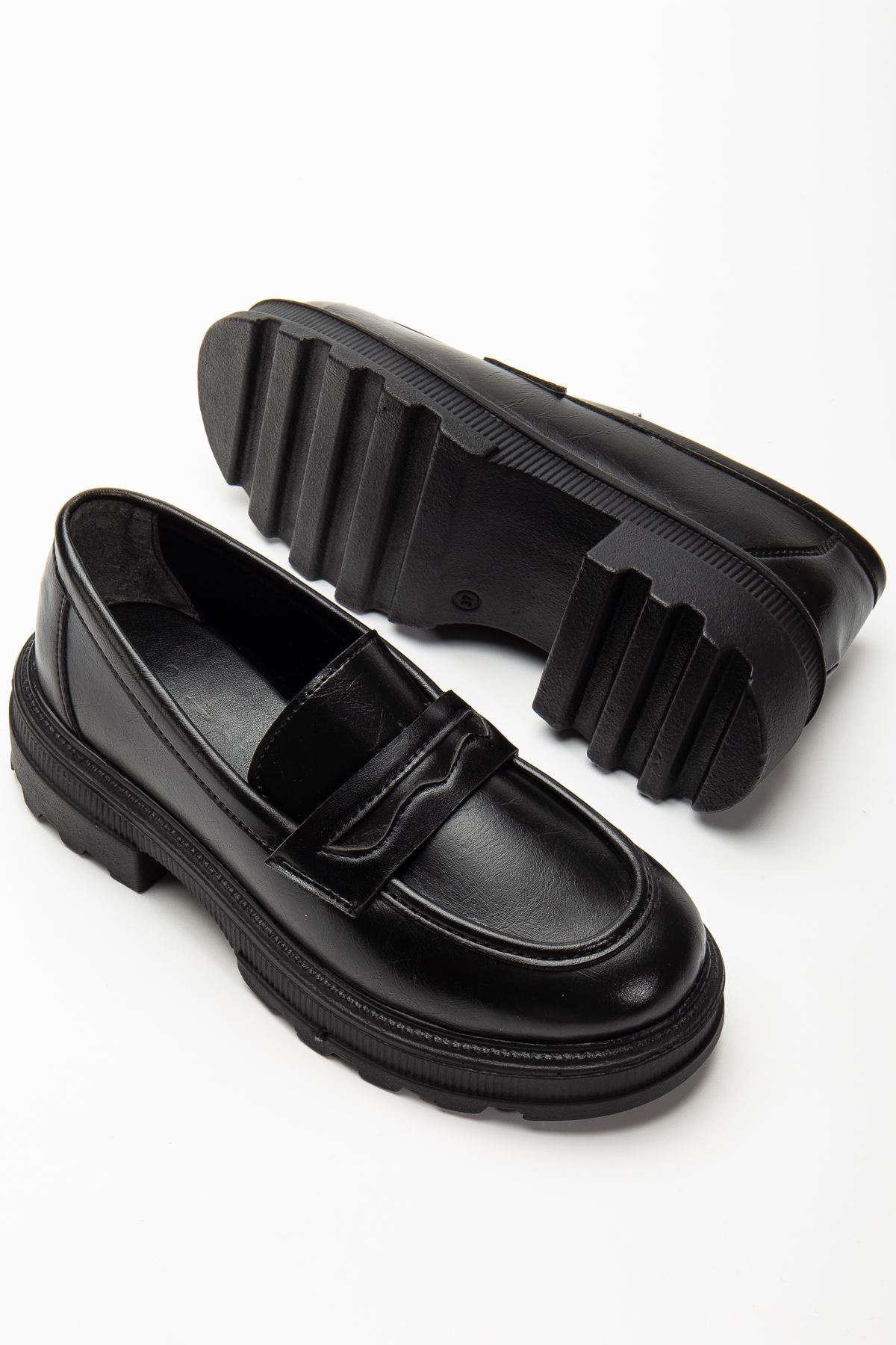 infon shoes creation 746-759 Siyah Yanki Yüksek Tabanlı Loafer Ayakkabı görsel 5