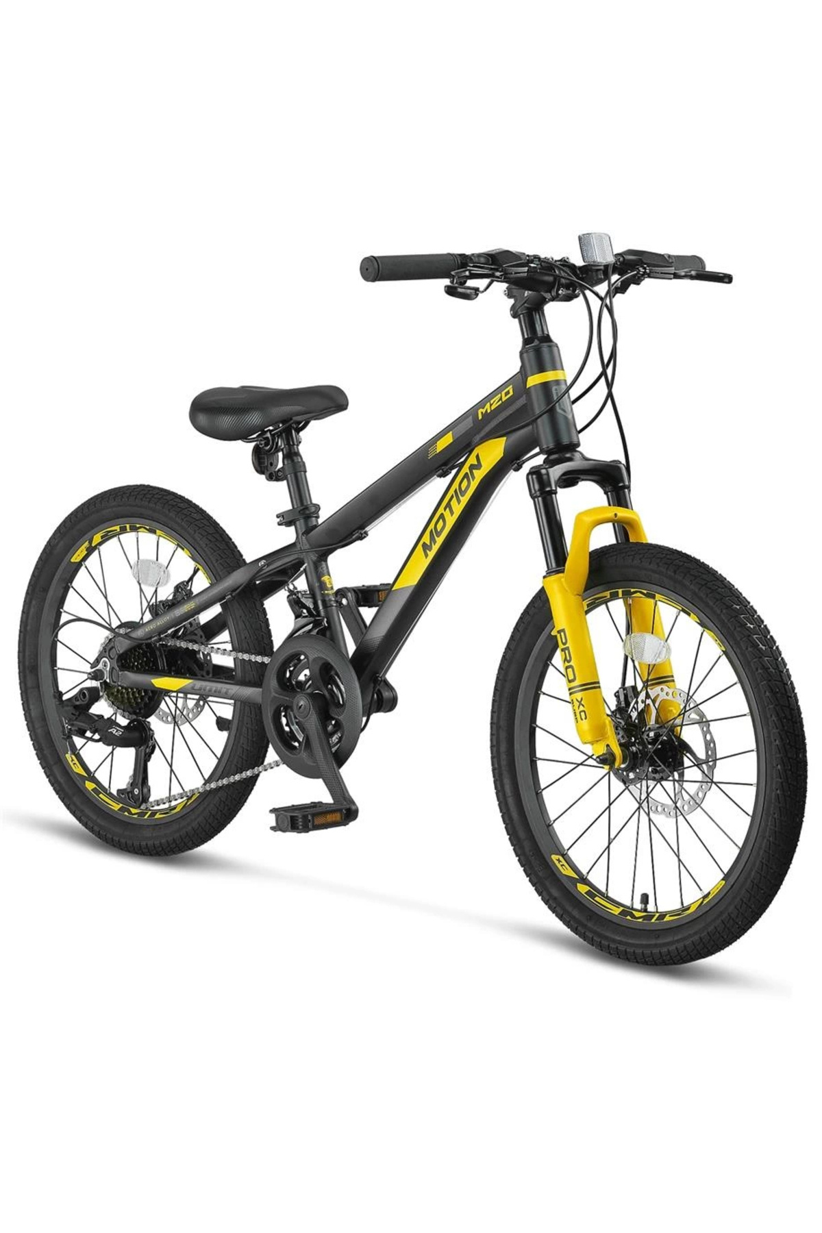 Ümit 2078 M-2D MOTION ERKEK ÇOCUK BİSİKLETİ 254H V 20 JANT 21 VİTES SİYAH SARI