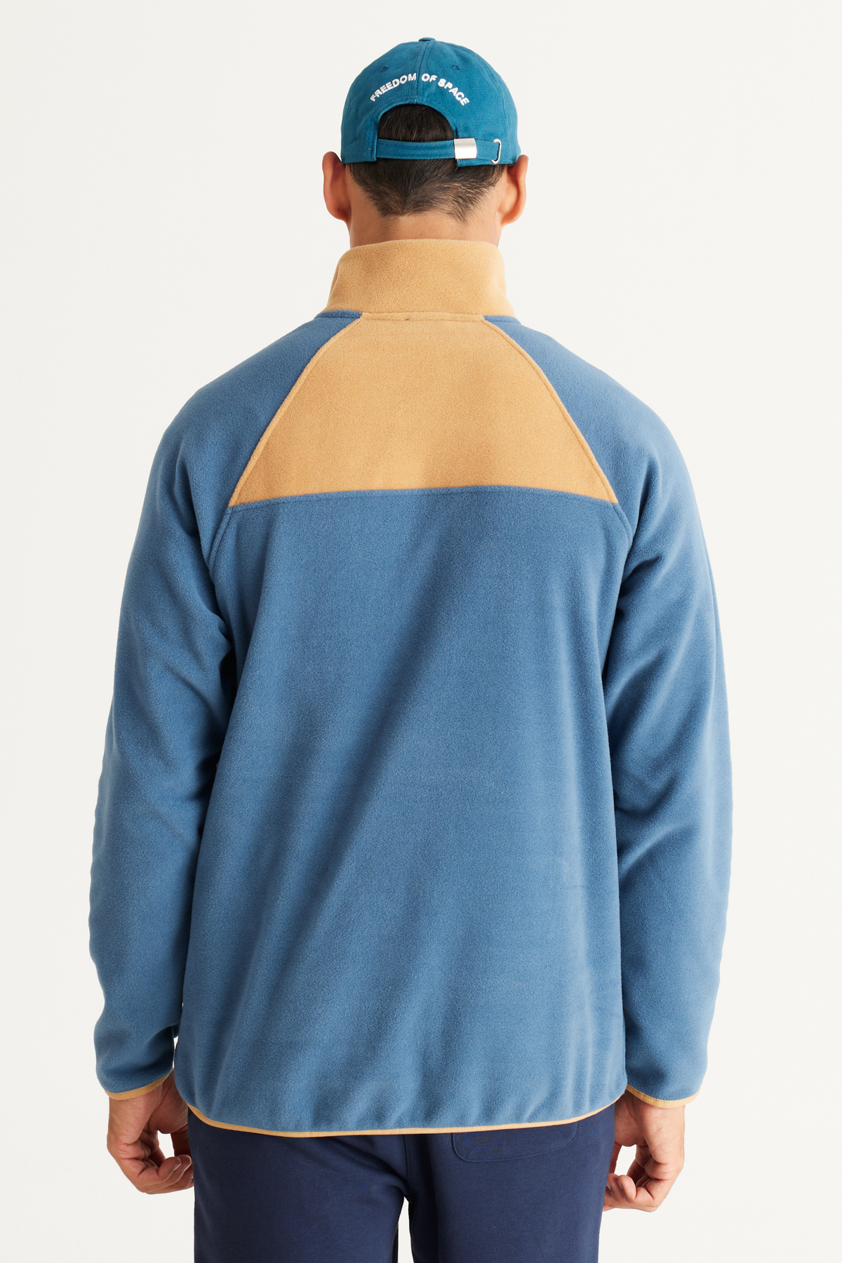 AC&Co / Altınyıldız Classics  Indigo-karamel Standart Fit Normal Kesim Dik Bato Yaka Desenli Polar Sweatshirt - Görsel 4