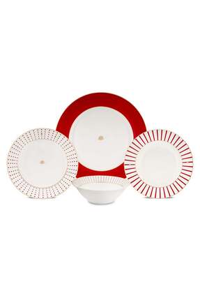 Jumbo Navy 24 Parça 6 Kişilik Yemek Takımı Kırmızı
