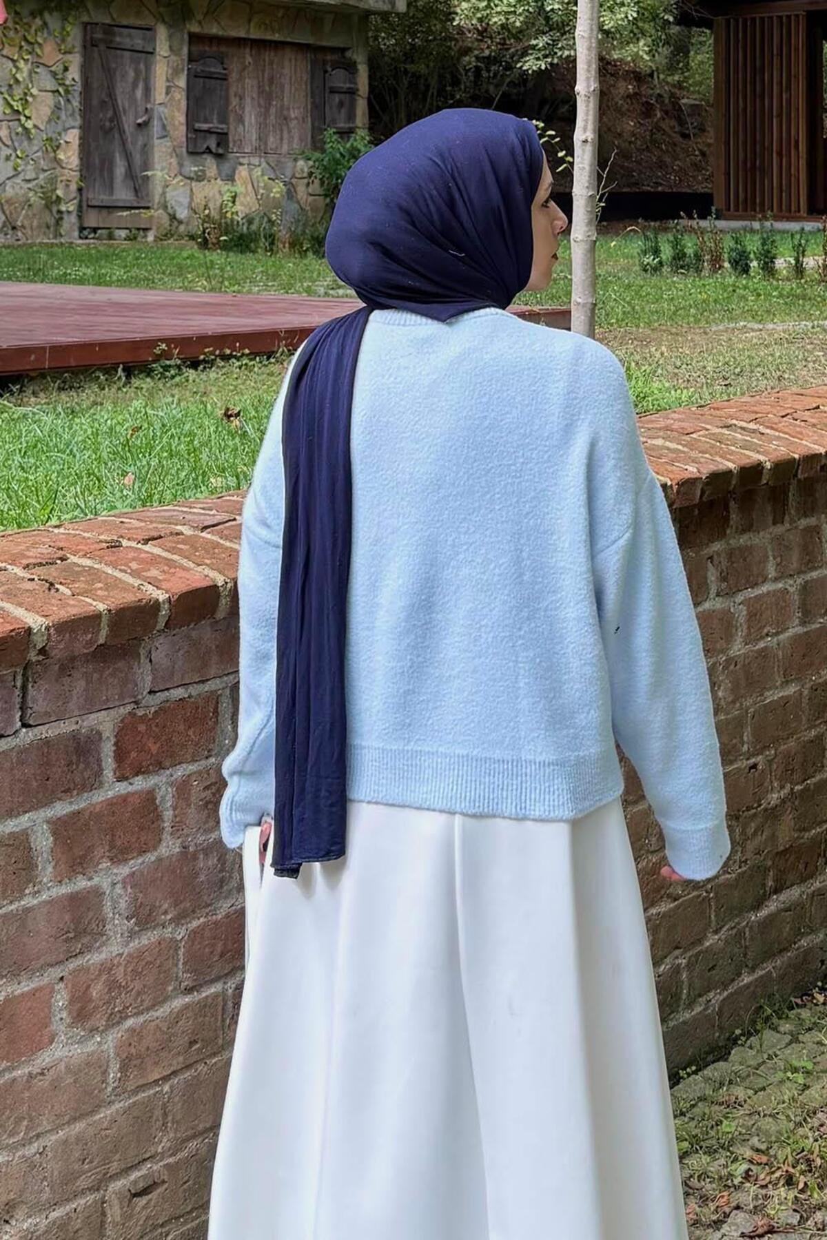 Lamelif Gold Düğme Detaylı Hırka Bebe Mavisi fotoğrafı 4 (önizleme)
