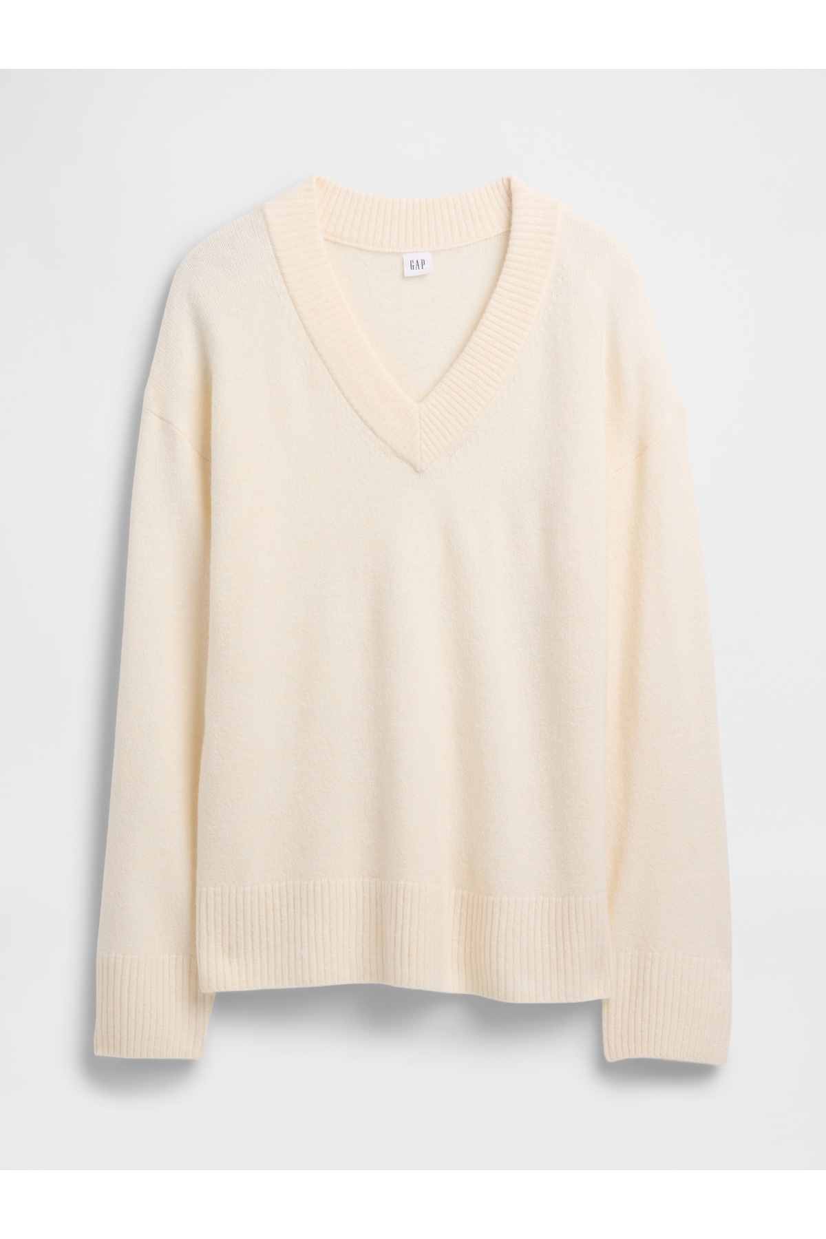 GAP  Kadın Beyaz Oversized V Yaka Kazak - Görsel 2