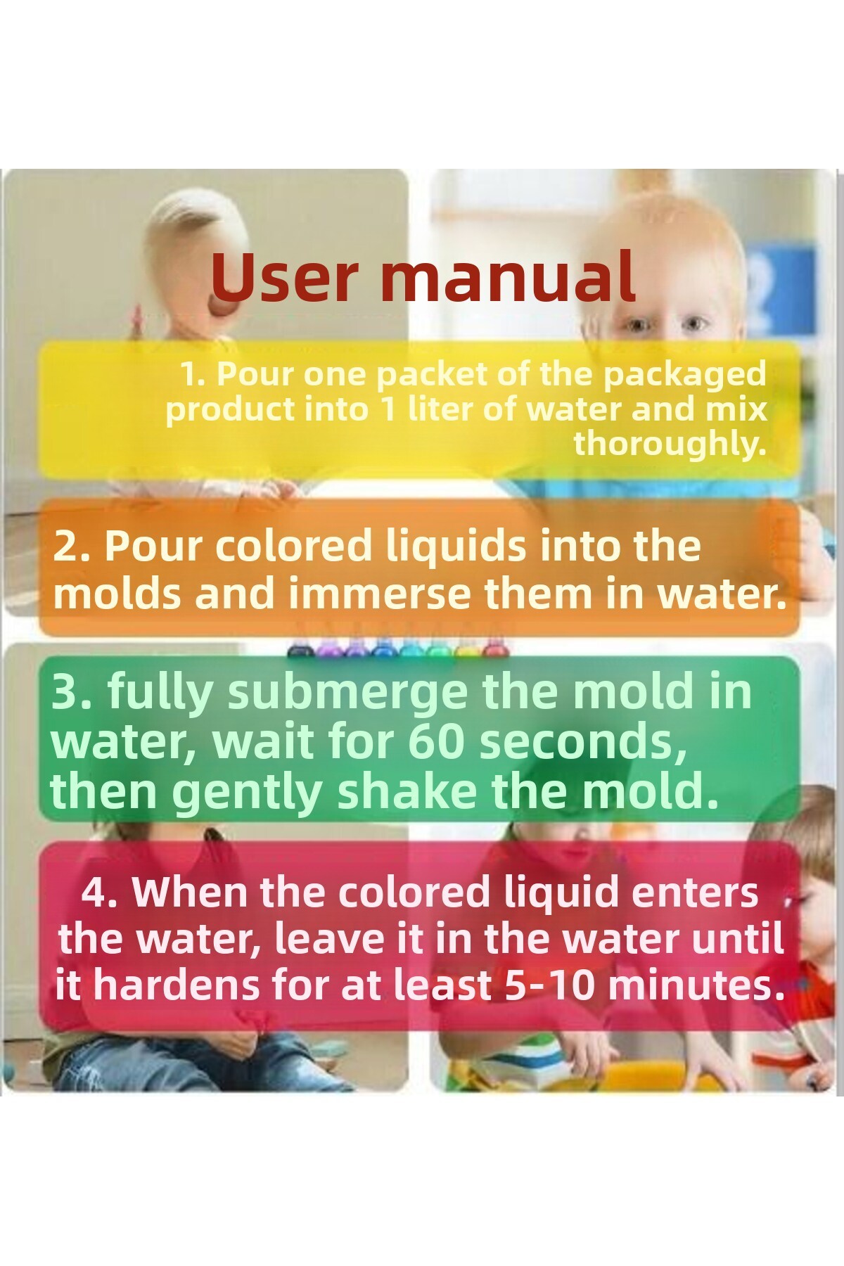 مجموعه اسباب‌بازی آبی ژله‌ای جادویی الف آکوا، ۵ رنگ، بطری ژله، ۶ قالب