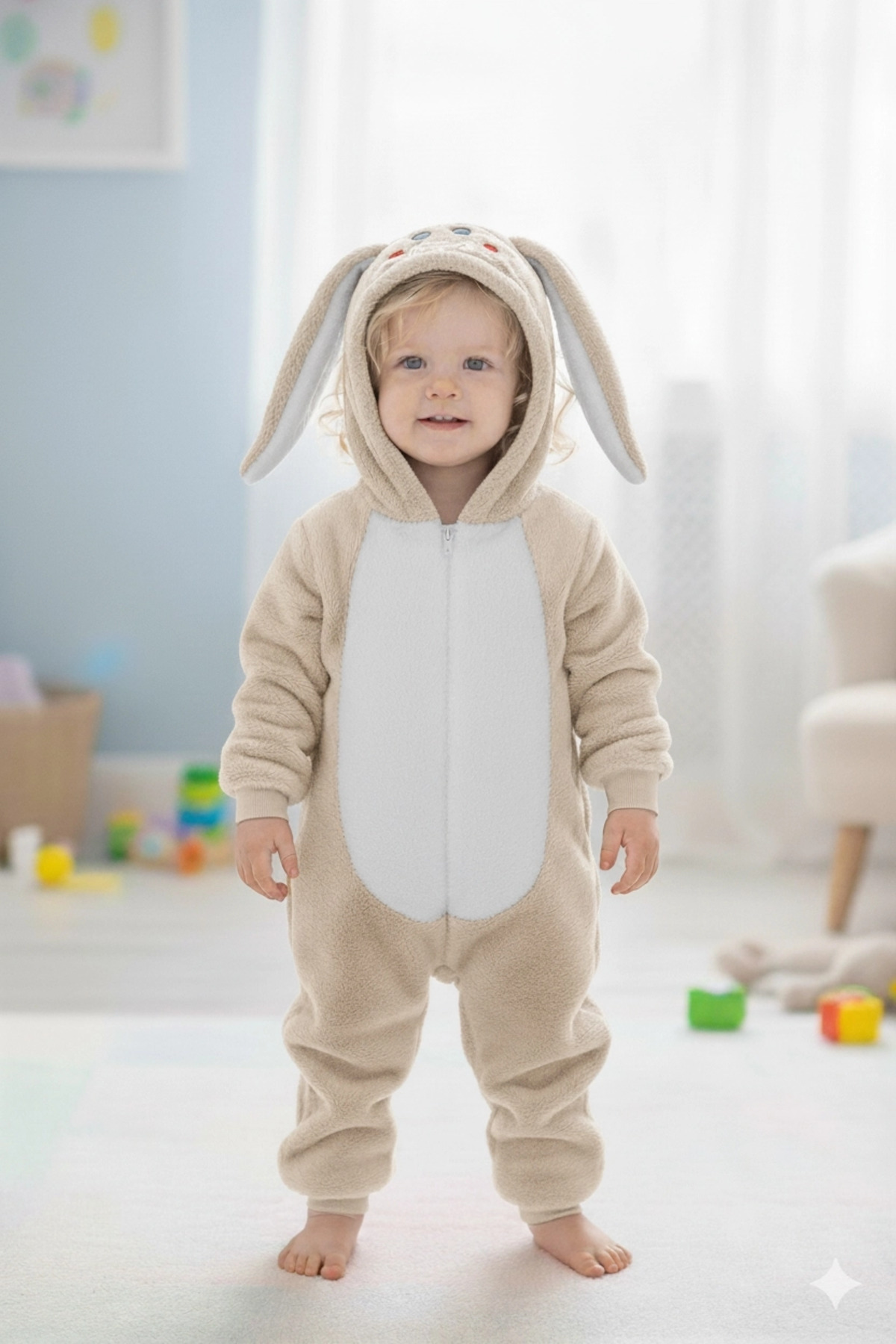 VaVbaby Welsoft Unisex Fermuarlı Peluş Kışlık Bebek Uyku Tulumu Çocuk Tulumu ve Kostümü Tavşan fotoğrafı 5 (önizleme)