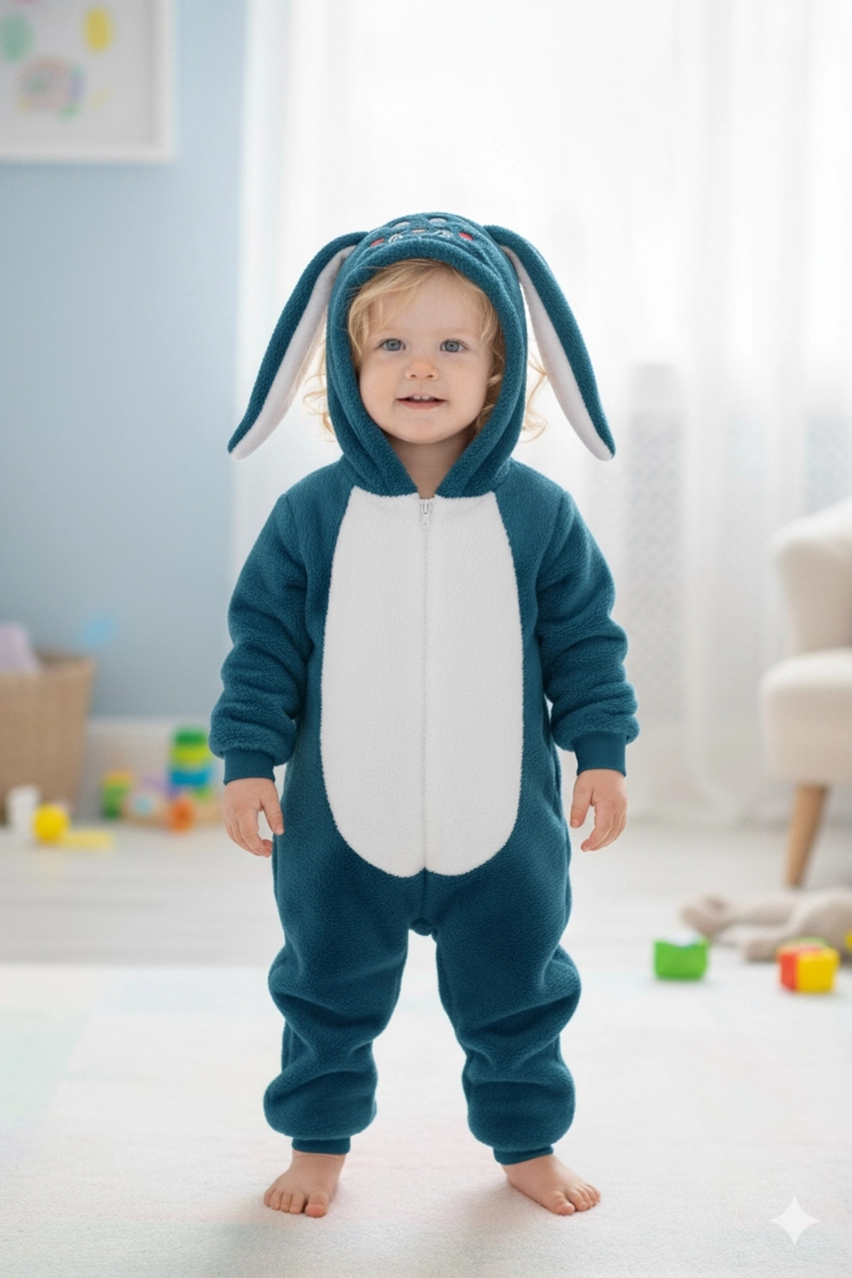 VaVbaby Welsoft Unisex Fermuarlı Peluş Kışlık Bebek Uyku Tulumu Çocuk Tulumu Çocuk Kostümü fotoğrafı 5 (önizleme)