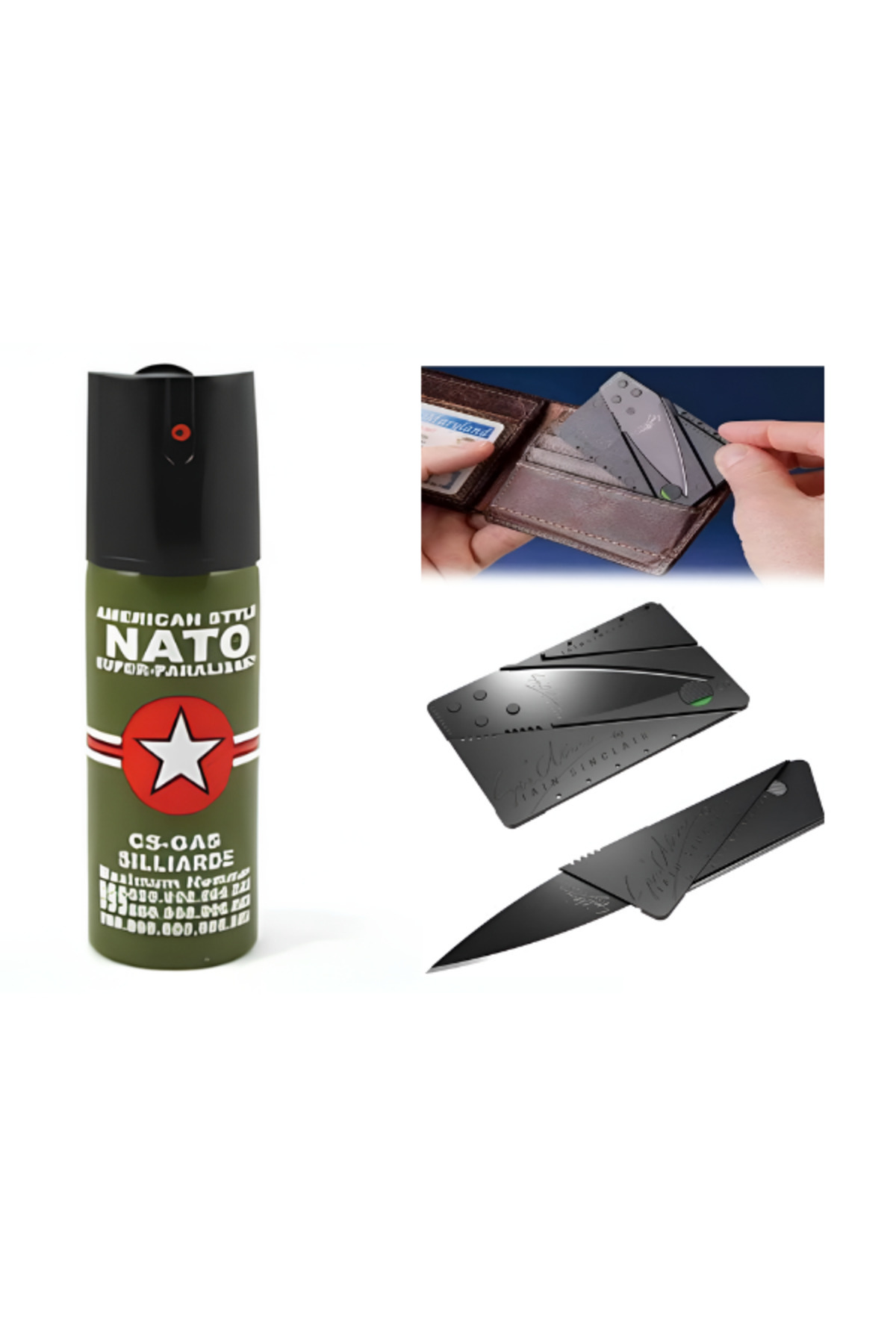 kamp dükkanı 1 Adet Biber Kişisel Gazıı Spreyy // 1 x 40ml. + Cüzdan Tip Kamp Çakısı Katlanır Piknik Çakı