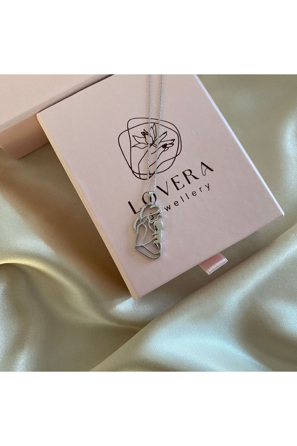Lovera Jewellery 925 Ayar Gümüş Anne Ve Bebek Kadın Kolye | Zarif Hediyelik Takı Şık Doğum Günü Hediyesi fotoğrafı 2 (önizleme)