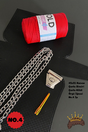 thekam Tokyo Çanta Örgü Kiti - Kırmızı No4 Kanvas Çanta Yapım Malzemesi (Kili...