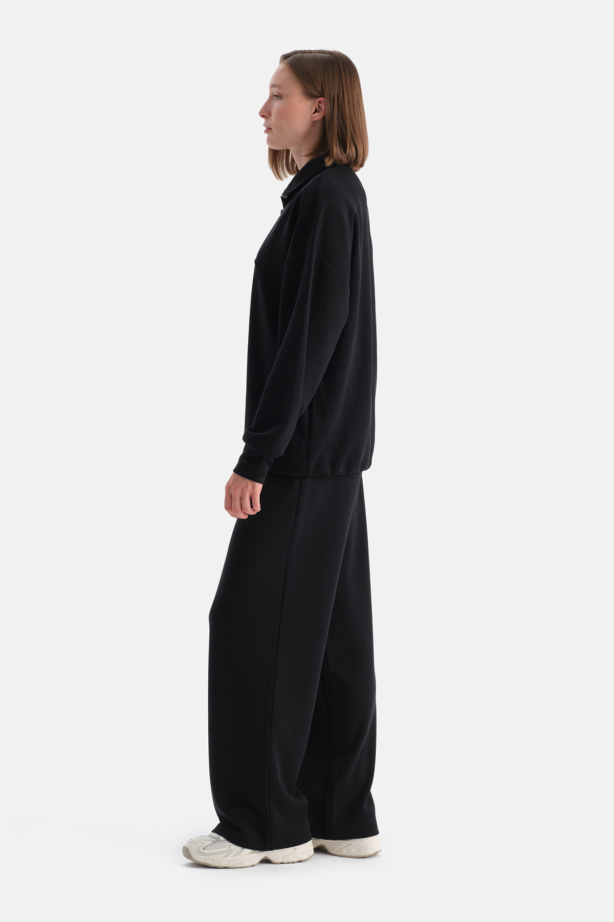 Dagi Siyah Kadın Yarım Fermuarlı Modal Sweatshirt görsel 3