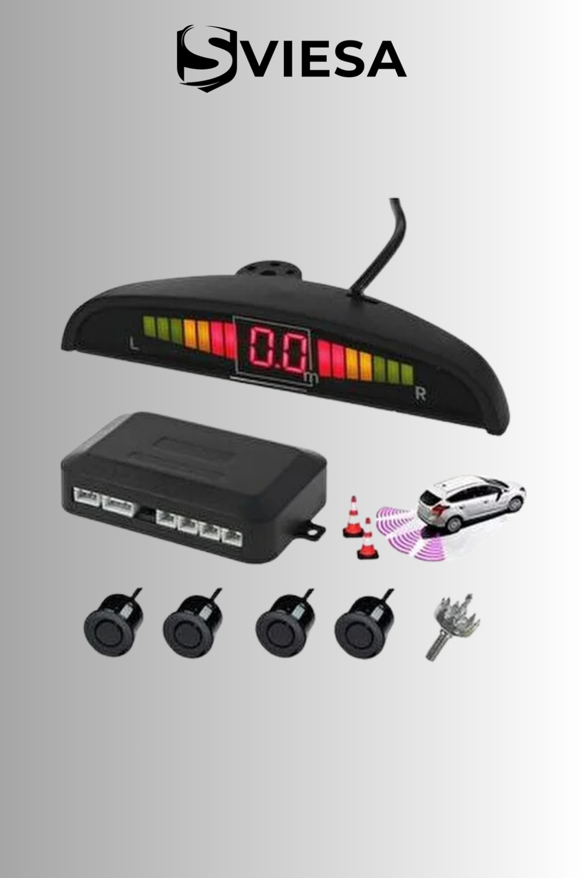 Sviesa Digital Göstergeli Park Sensörü Siyah