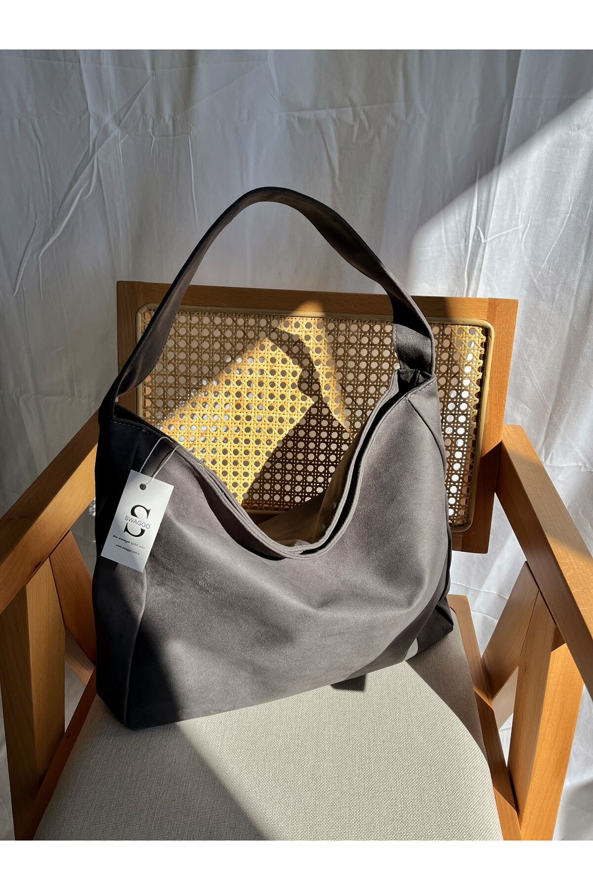 Women's Suede Shabby Shopper Bag