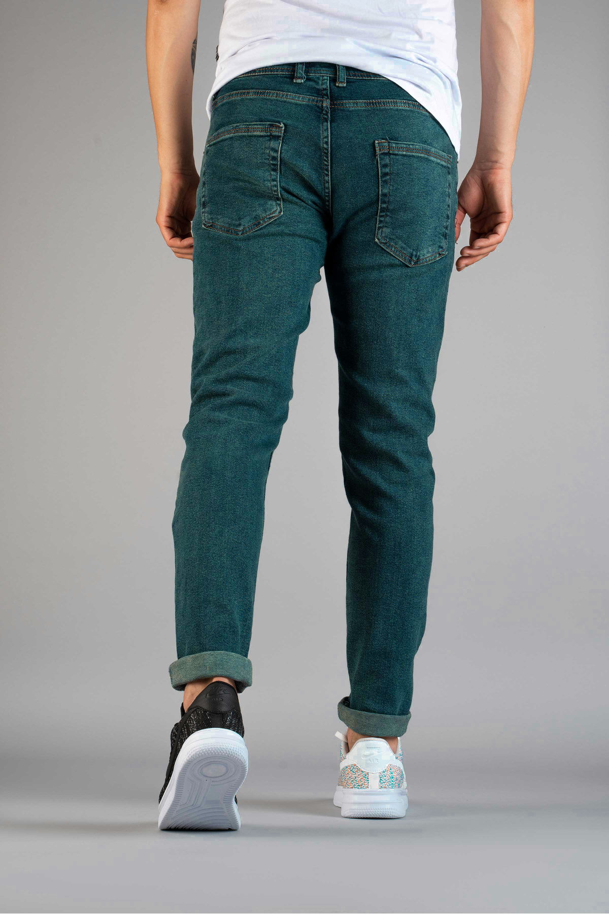 bombe Pánske Slim Fit Slim Fit džínsové nohavice s modrými nechtami