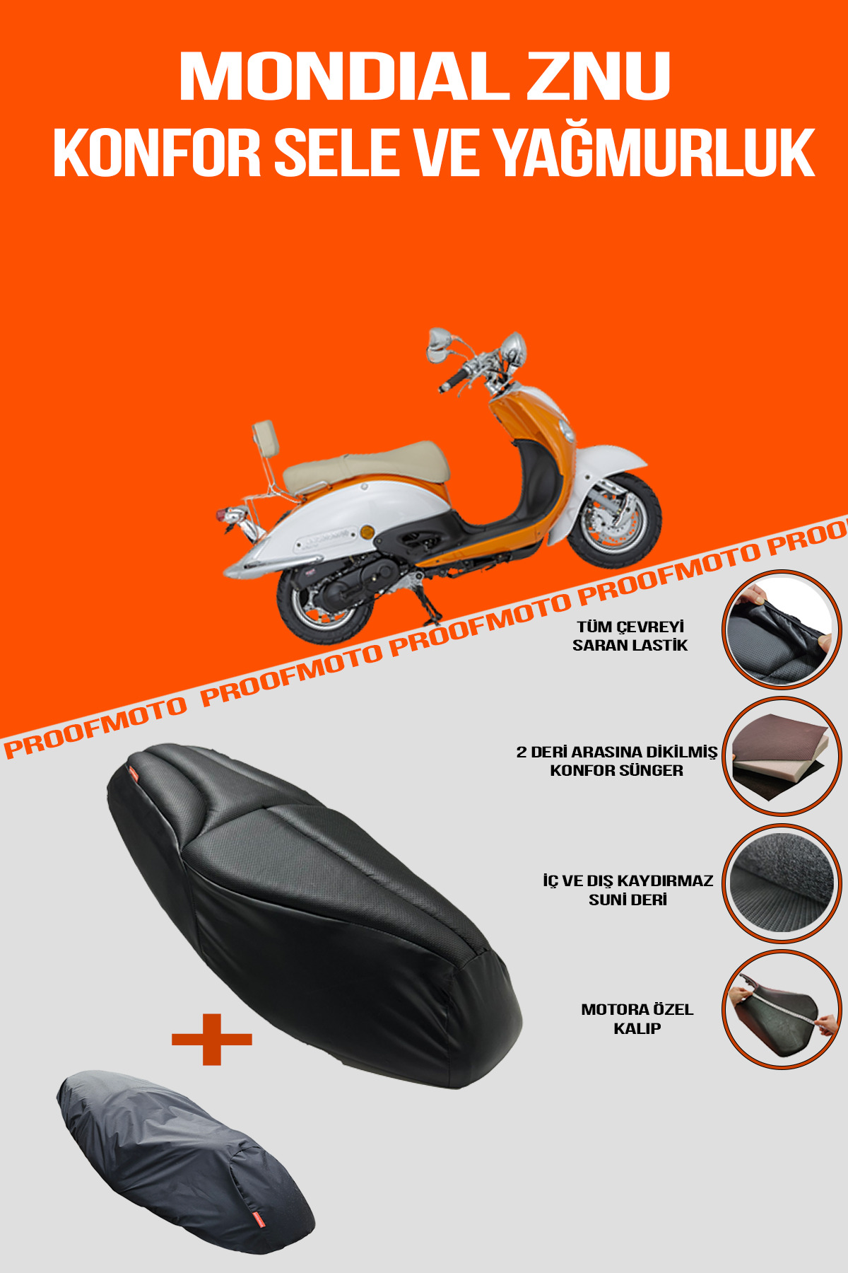 PROOFMOTO Mondial Znu 125 Konfor Sele Ve Yağmurluk Kılıf - Fiyatı