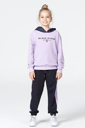 Black One Kız Çocuk Kapüşonlu Uzun Kollu Spor Eşofman Takımı