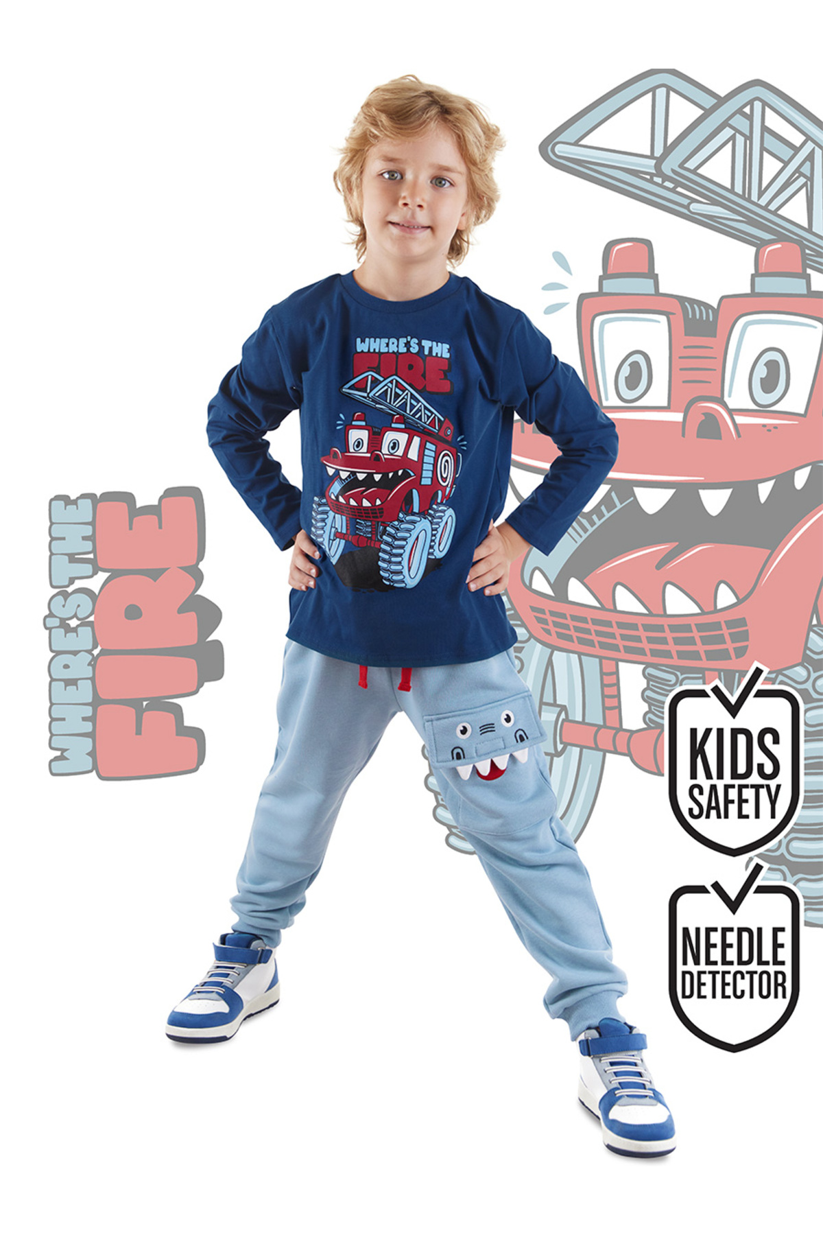 دنو کیدز ست تی‌شرت و شلوار راحتی پسرانه مانستر فایرفار