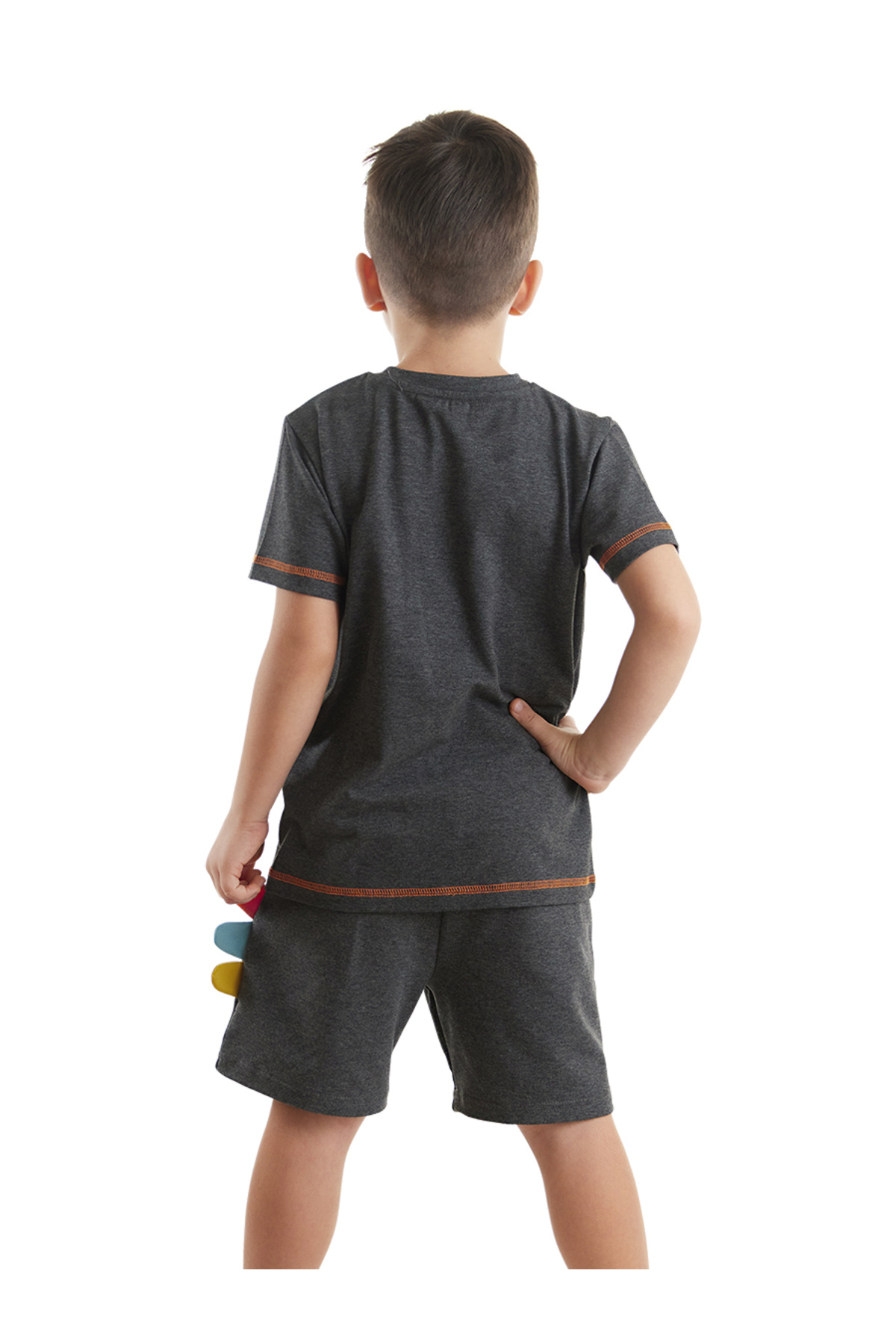 ست بالاتنه و پایین تنه پسرانه طرح دار فاق نرمال آستین استاندارد | دنو کیدز Denokids CFF-24Y1-043 - تصویر 2