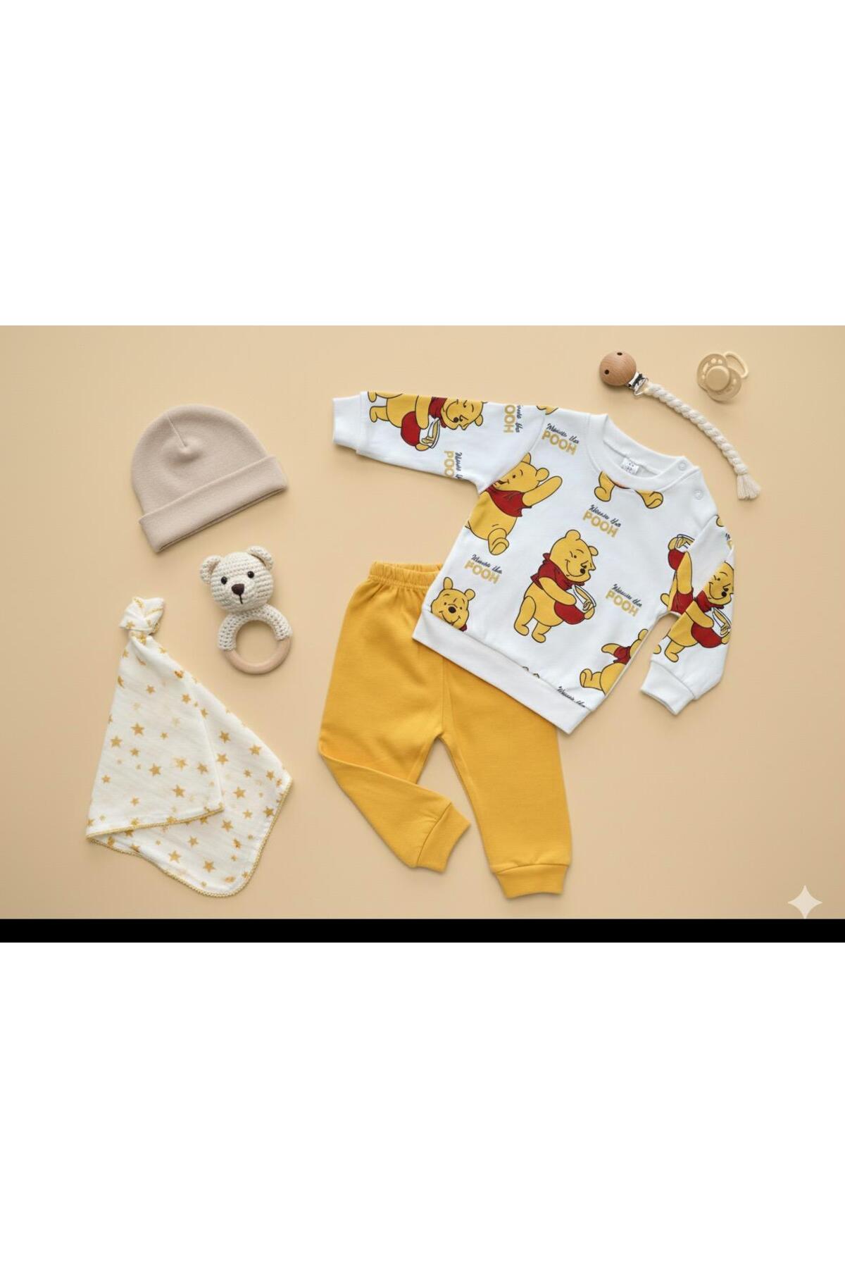 nikuby Unisex Bebek Winnie The Pooh %100 Pamuk Alt Üst Takım | 9-12 -18Aylık fotoğrafı 2 (önizleme)
