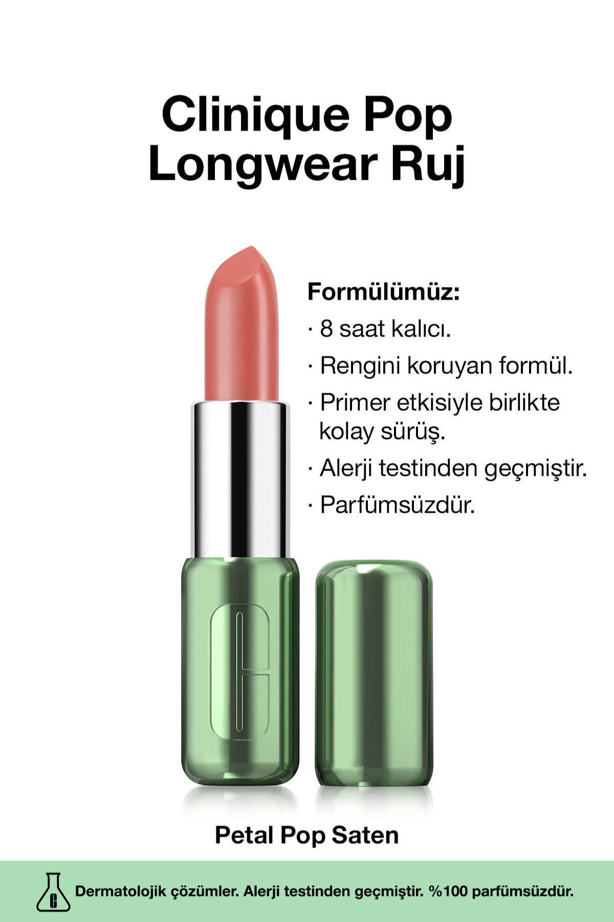Clinique Pop Longwear™ Gün Boyu Kalıcı Ruj - Renk: Petal Pop 3.9g | Mat Bitiş — آبی 123645