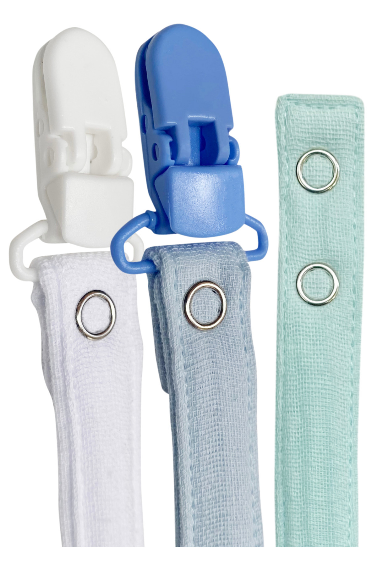 Joyous Mom Kids 3'lü Pamuk Müslin Bebek Emzik Askısı 2 Plastik Klips Kolay Açılır Emzik Tutacağı /emzik Zinciri fotoğrafı 4 (önizleme)