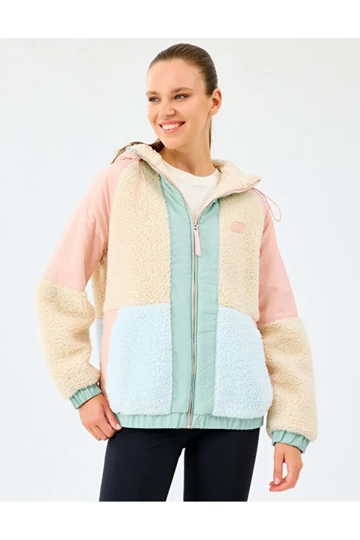 SKECHERS S232311 W Outdoor Fleece Full Zip Sherpa Kadın Mont Kadın Kaban PEMBE