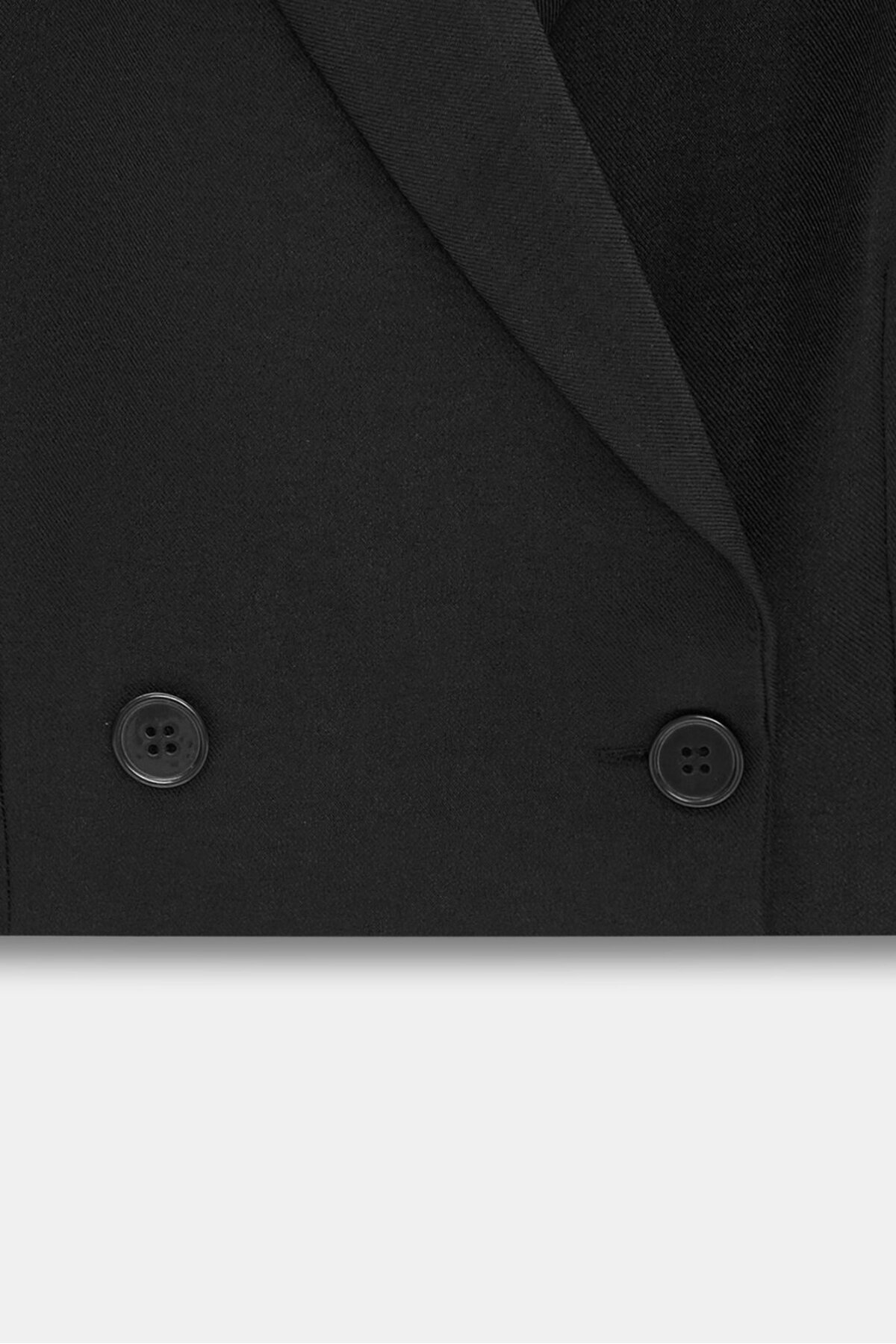 Saade  Siyah Kruvaze Crop Blazer Ceket - Görsel 3