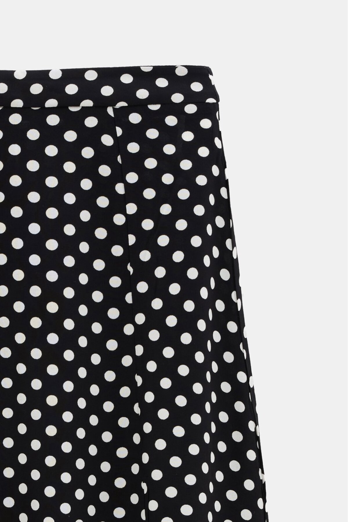 Saade  Siyah Puantiyeli Yırtmaç Detaylı Viskon Kumaş Midi Dokuma Etek - Görsel 3