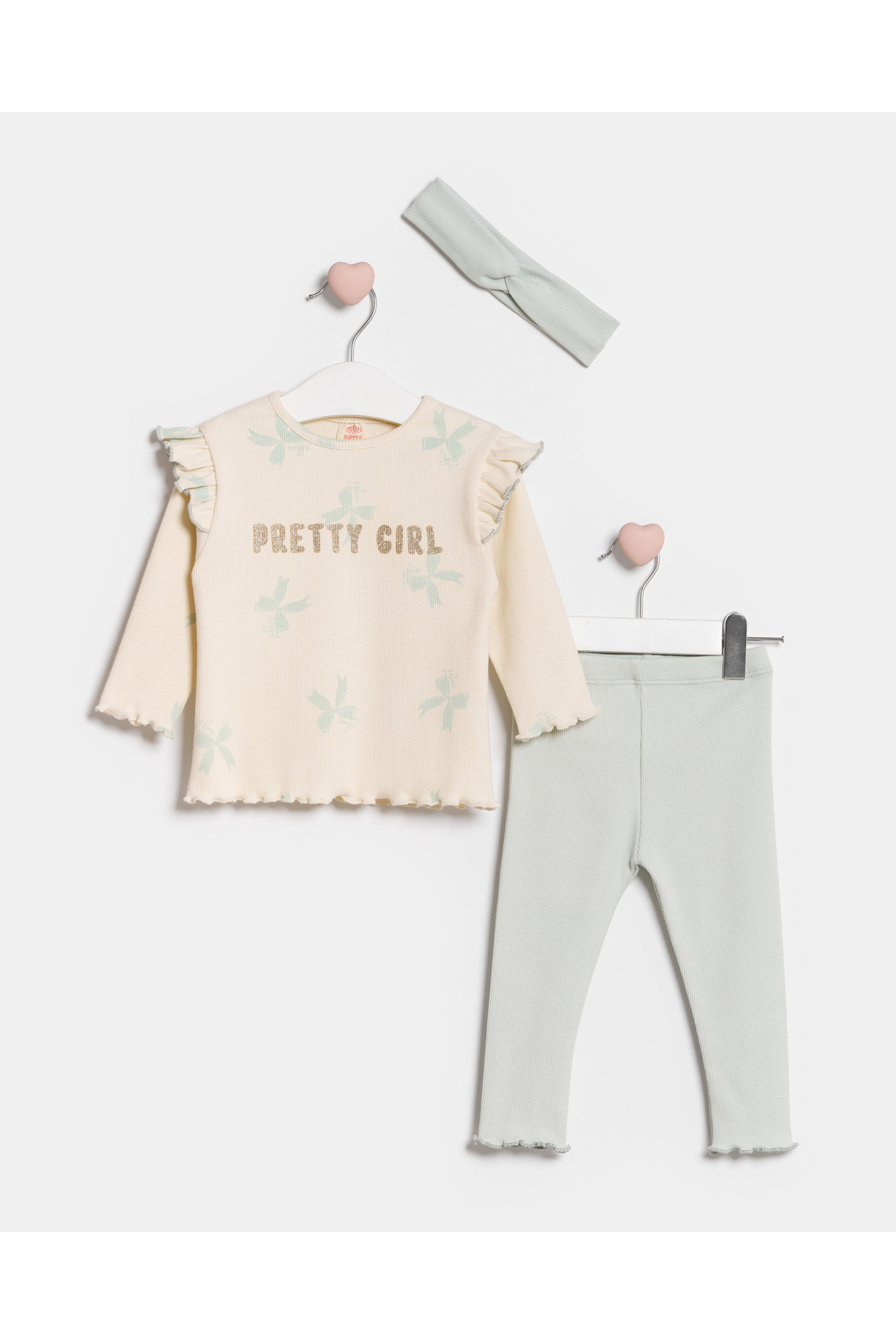 Minipodyum Kız Bebek  Bandanalı Taytlı 3 Parça Alt Üst Takım fotoğrafı 4 (önizleme)