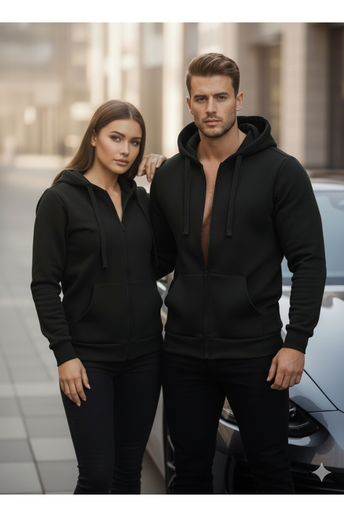 blck & premium 3 İplik Şardonlu Softtouch Tech. Çift Kat Kapüşönlü Sweath Ceket