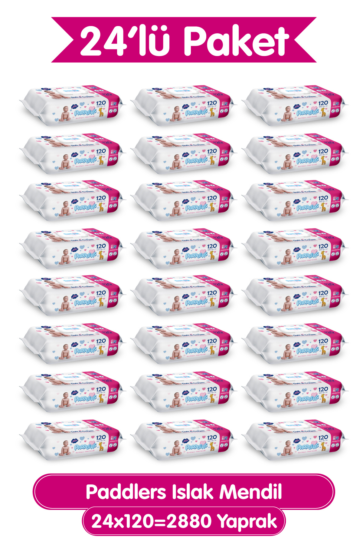 Paddlers Islak Mendil 24x120 li Koli (2880 Yaprak)