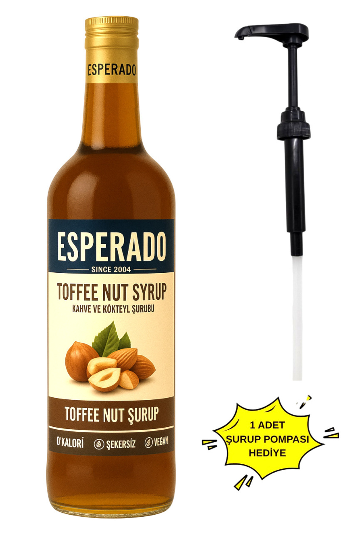 ESPERADO Şekersiz (SUGAR FREE) Toffnut Aromalı Kahve & Kokteyl Şurubu - 750 ml
