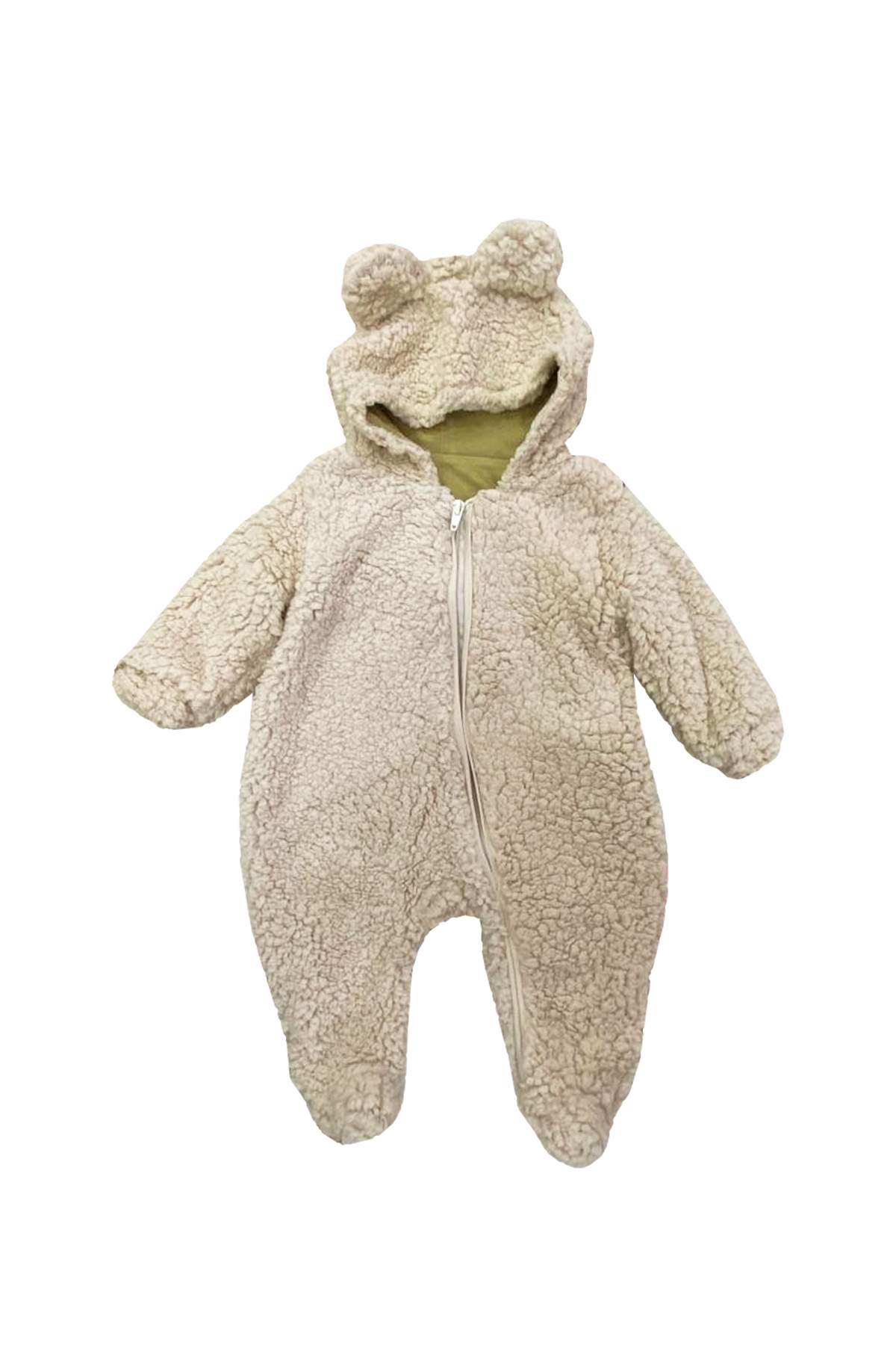 TUOBEBE Fermuarlı Kuzu Welsoft Kapüşonlu Kışlık Bebek Tulum fotoğrafı 2 (önizleme)