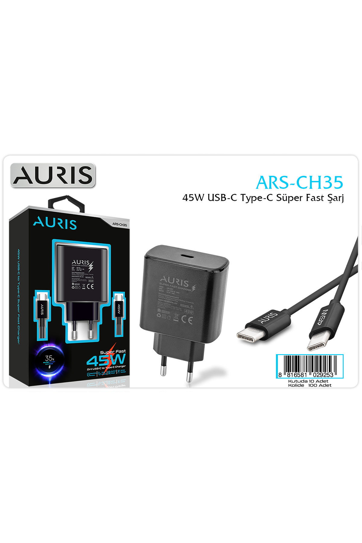 Samsung EP-TA845 Type-C 45W Hızlı Şarj Cihazı Adaptör Kafası+Kablo Takım Siyah