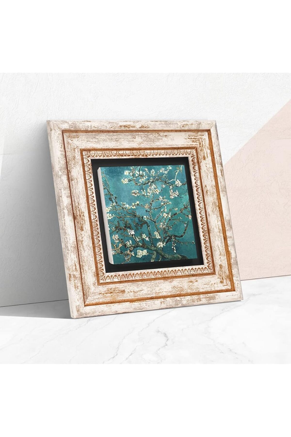 Hype Store Pinecone Stone Van Gogh Badem Ağacı Taş Duvar Tablosu - Çerçeveli Taş Tablo - Dekoratif Duvar Sanatı