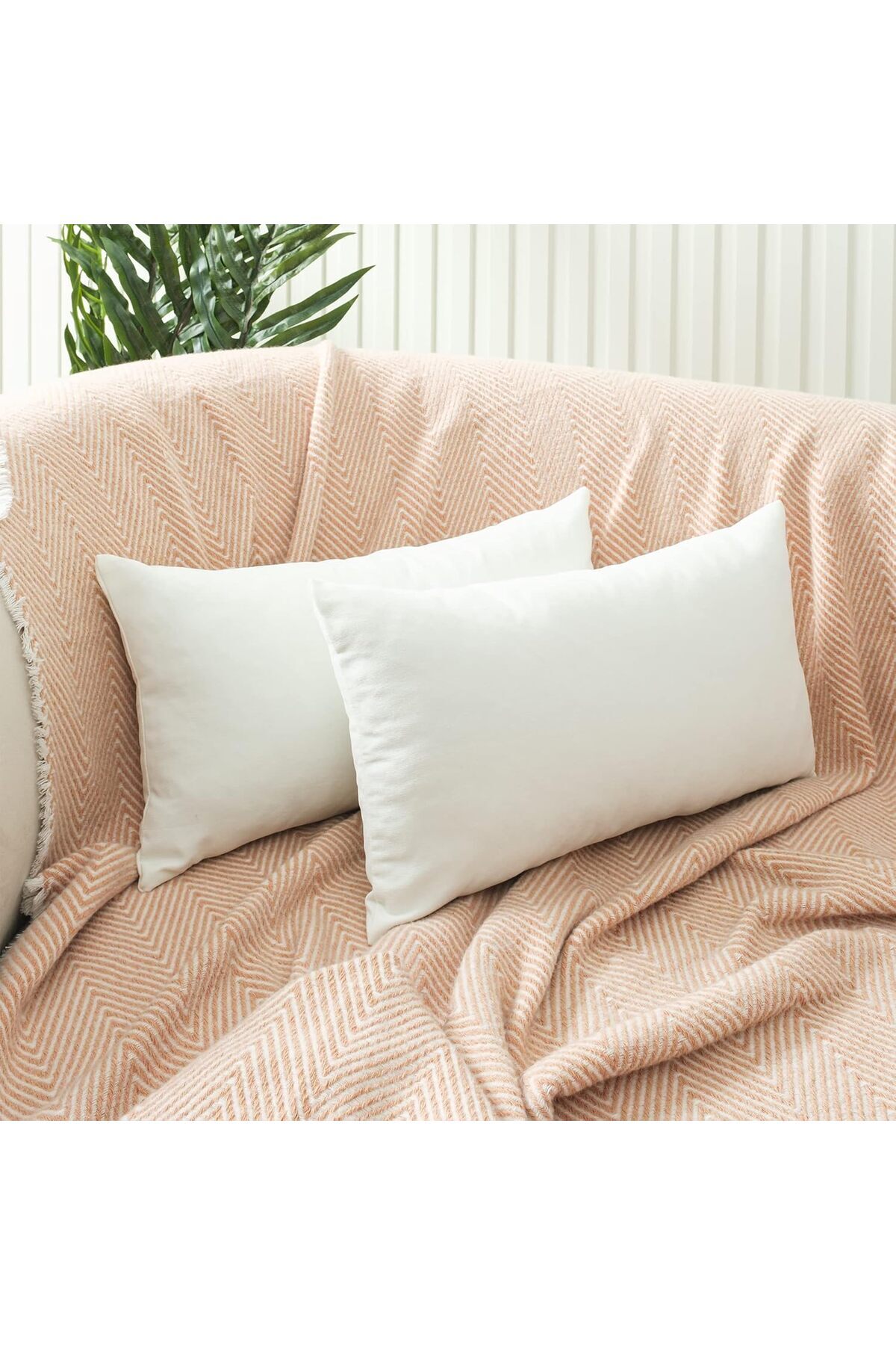 Delixa ÖZENEV Ölçü Seçenekli 2'li Kırlent Kılıfı Dekoratif Düz Sade Kadife Dokulu Punch Yapılabilir 30x50 c