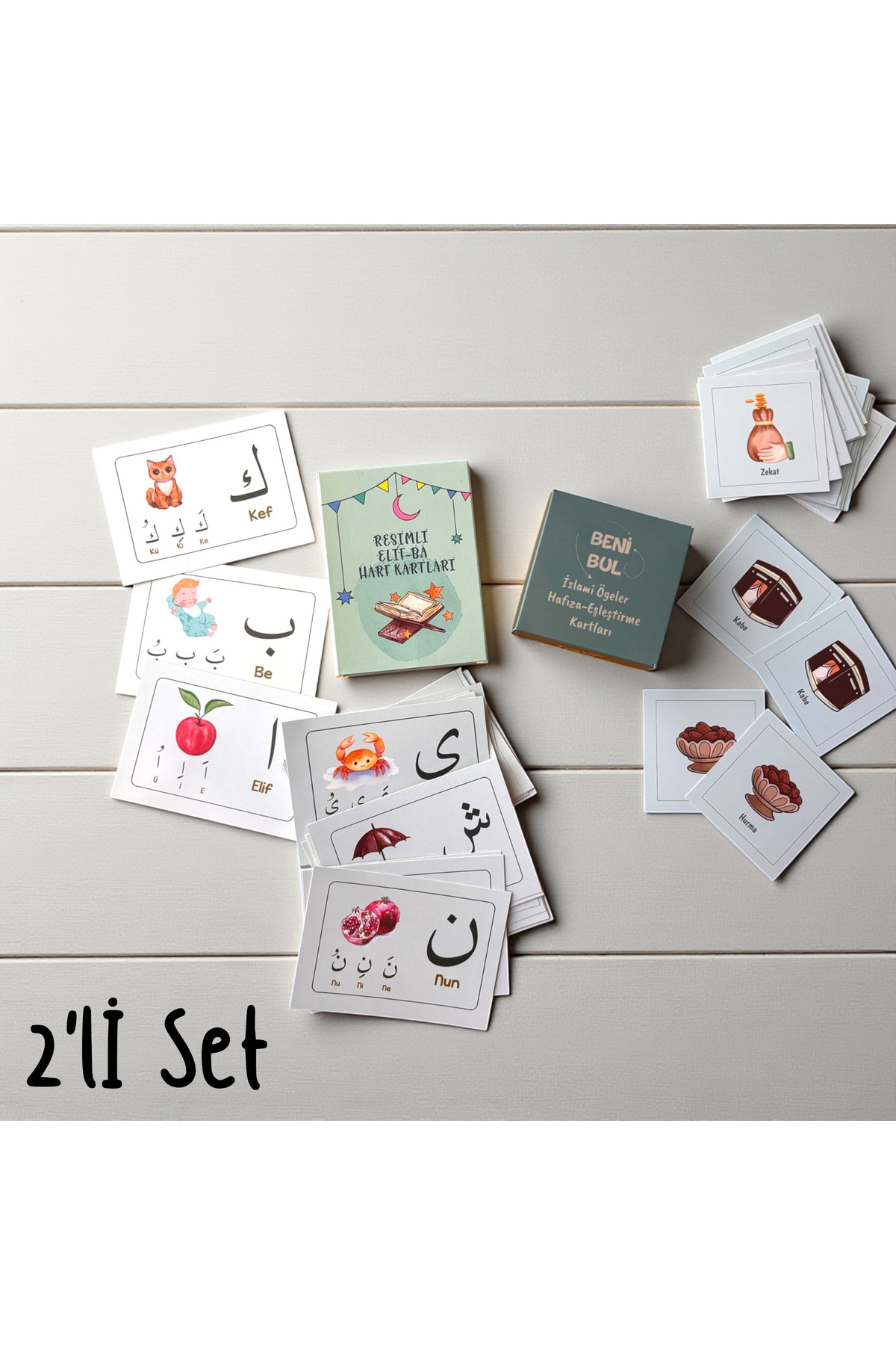 Haki Store Resimli Elif-Ba Harf Kartları ve Beni Bul Eşleştirme Kartları 2 li set