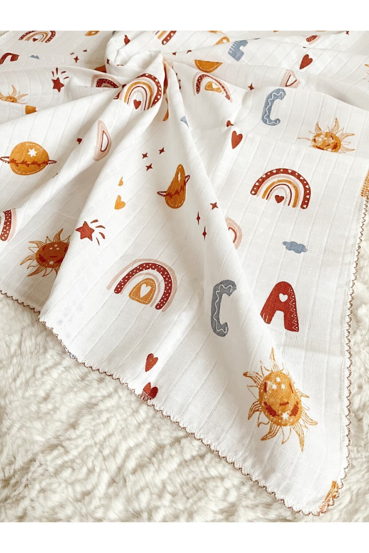 Cloudy Çok Amaçlı Müslin Örtü 02-krem Harfli 80x90 Cm, Yeni Doğan, Müslin Battaniye, Müslin fotoğrafı 2 (önizleme)