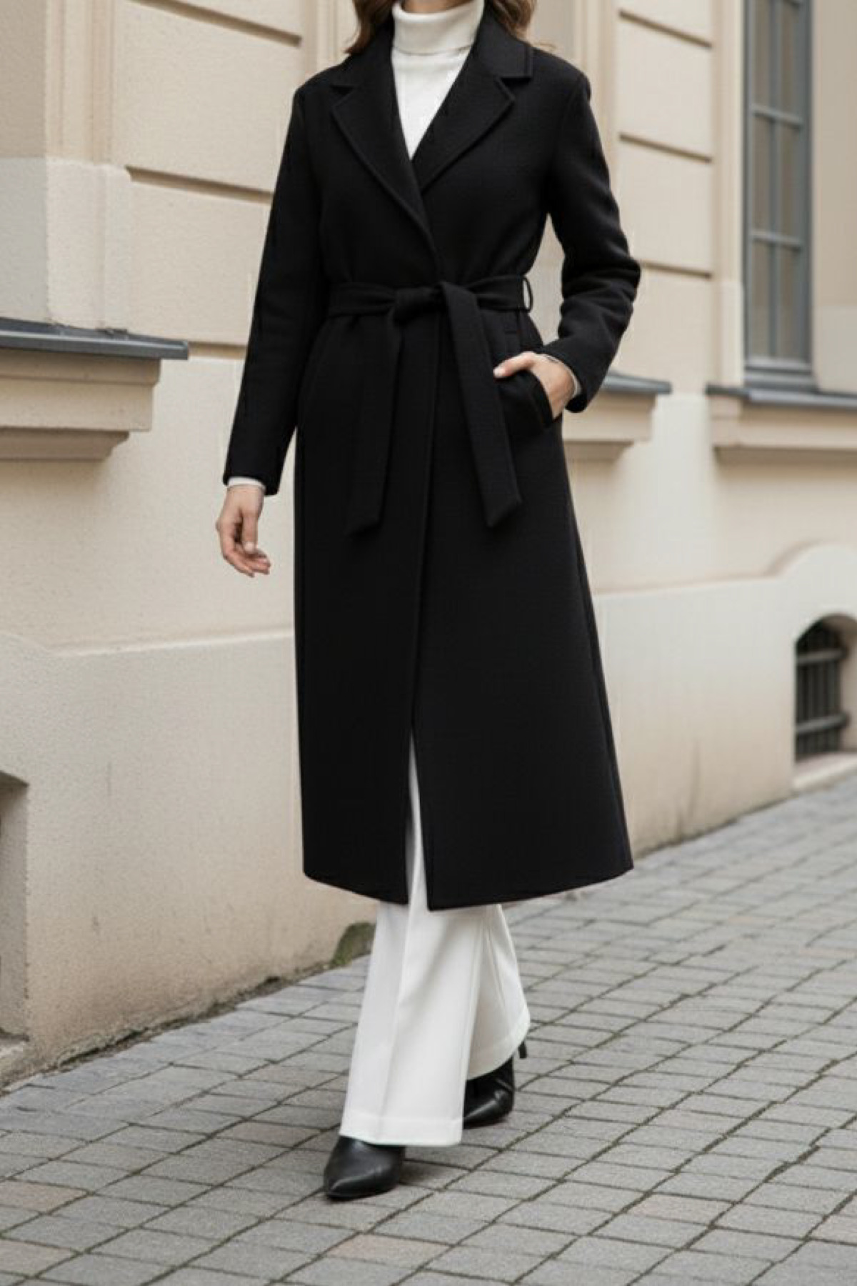 CurcunaShop  Puella Astarlı Cepli Kuşaklı Ithal Yüksek Kalite Kaşe Kaban - Görsel 8