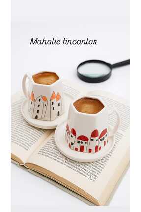 Genel Markalar Ev Desenli Porselen Kahve Fincanı