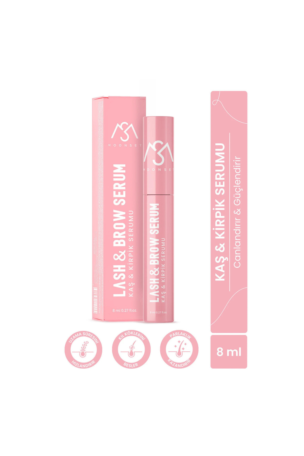 moonset Kaş ve Kirpik Serumu – Güçlendirici, Uzatıcı ve Besleyici Vegan Bakım Serumu (8 ml)