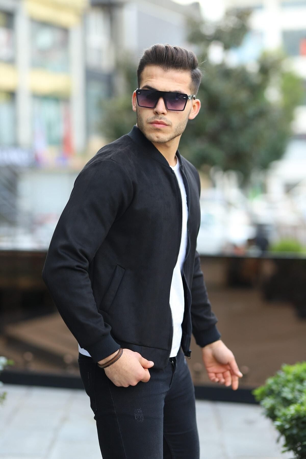 comstar  Erkek Dar Kesim Nubuk Süet Astarsız Likralı Su Itici Kolej Ceket - Görsel 5