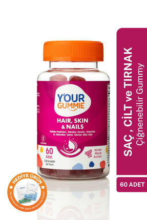 Y'our Gummie HSN Saç Cilt Tırnak Vitamini -A, C, D3, E, Tip1-3Kolajen, Biotin...