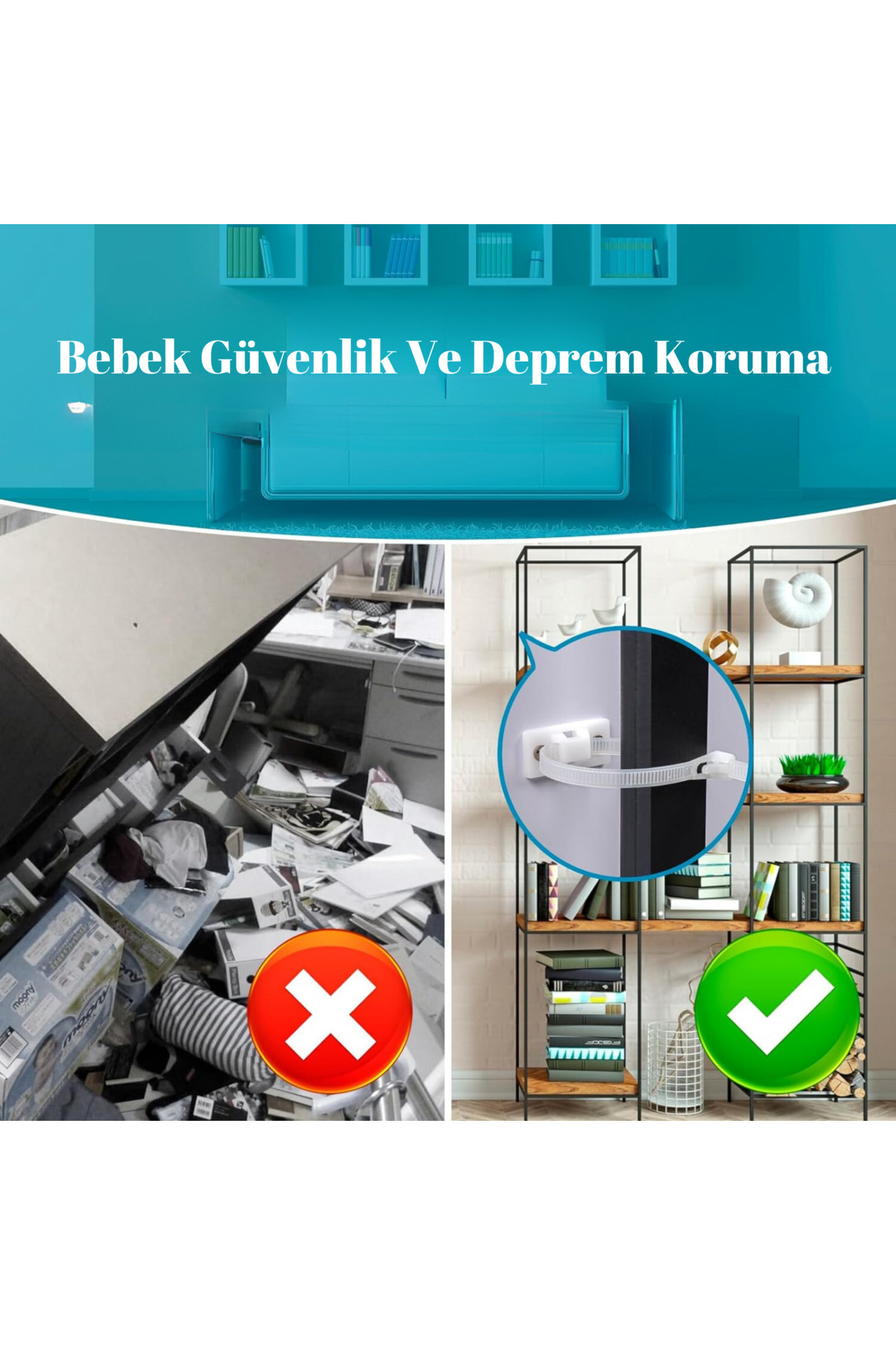 Miningaa 12 Adet Kolay Montaj Deprem Güvenlik Mobilya Dolap Düşme Engelleme Mobilya Sabitleme Bebek Güvenlik fotoğrafı 7 (önizleme)