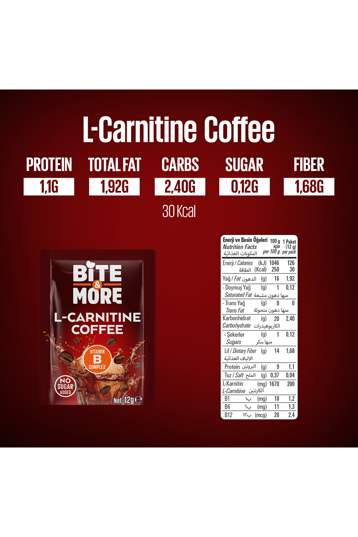 bite & more L Carnitine Coffee 10 SACHETS- Trendyol