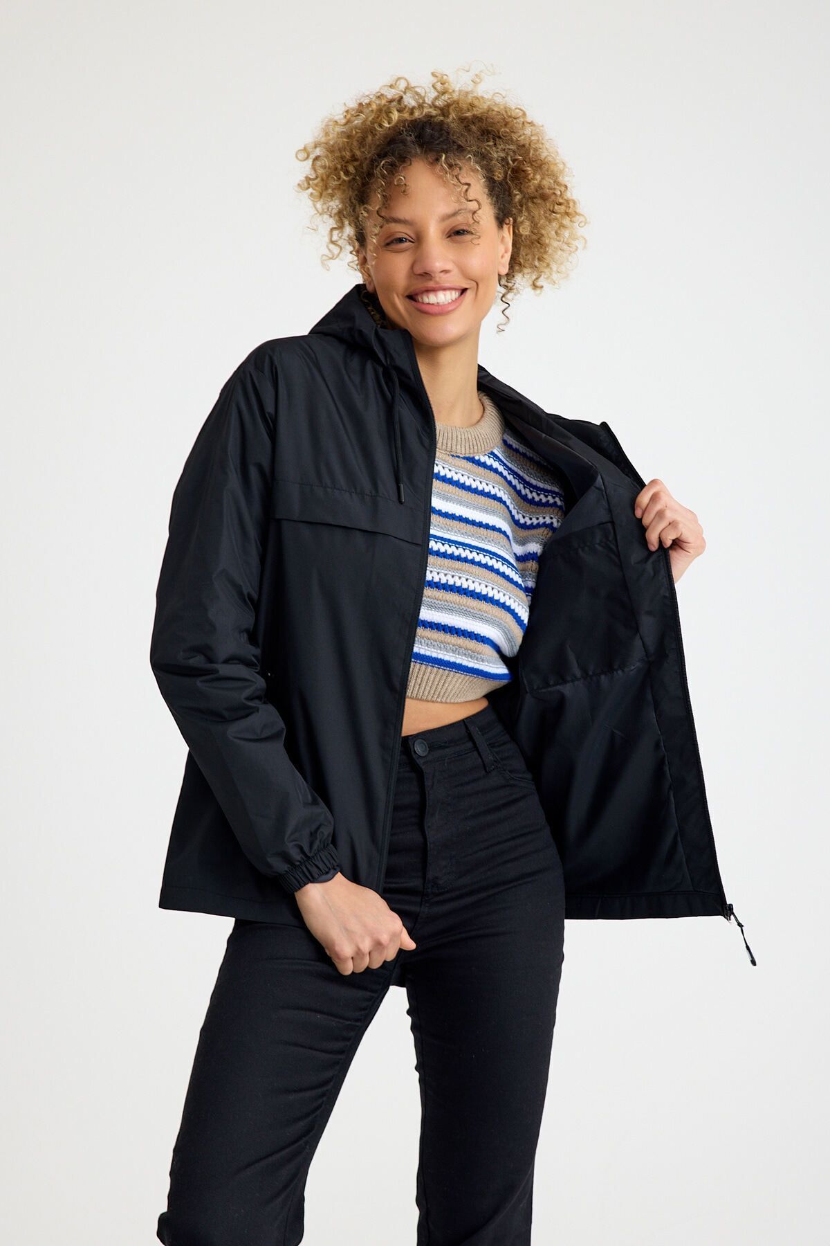 comstar Kadın Içi Astarlı Suya Dayanıklı Kapüşonlu Cepli Yağmurluk