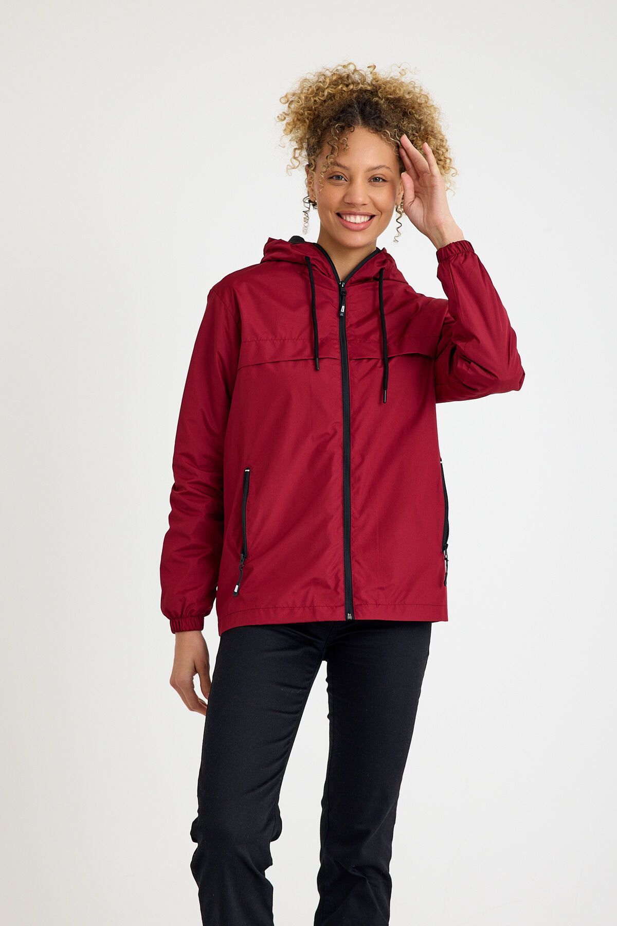 comstar  Kadın Içi Astarlı Suya Dayanıklı Kapüşonlu Cepli Yağmurluk - Görsel 6