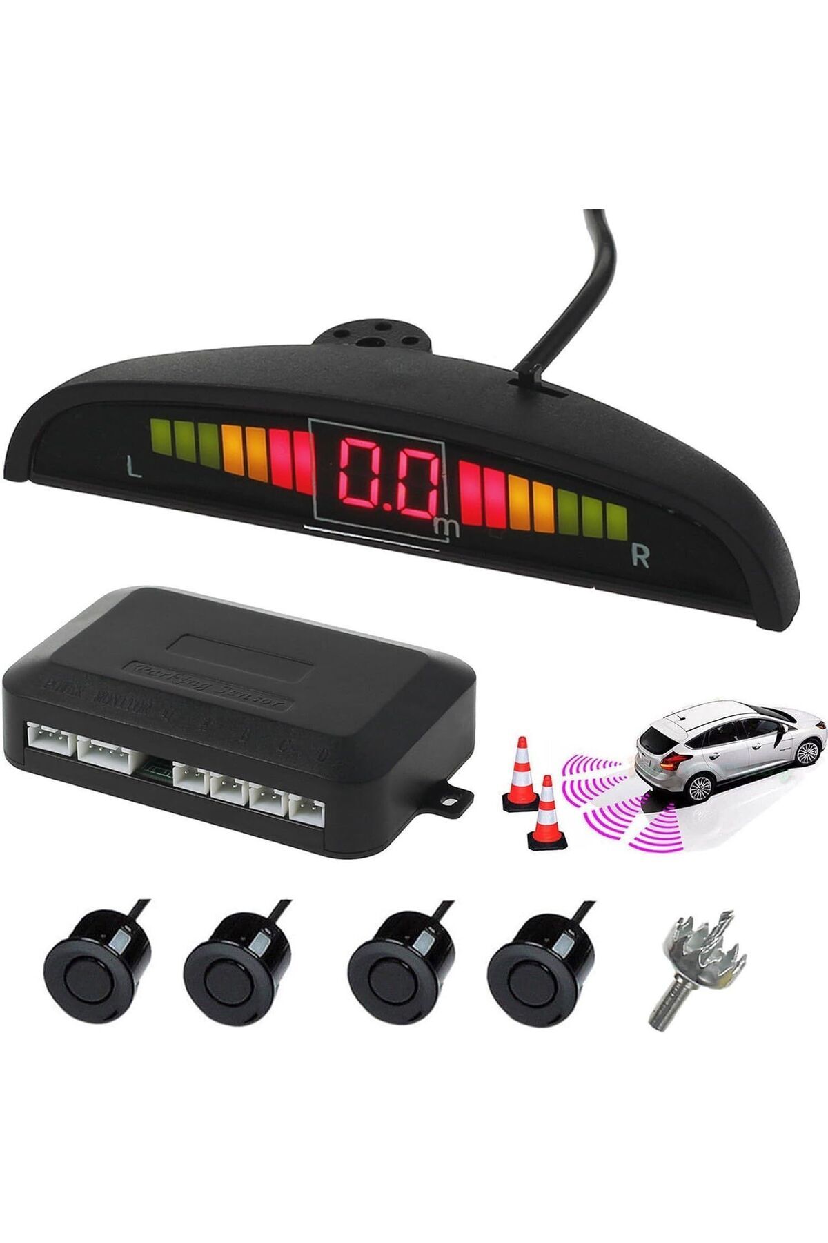 AEM AEMPART Araç geri park sensörü türkçe ses ikazlı siyah göz 22mm