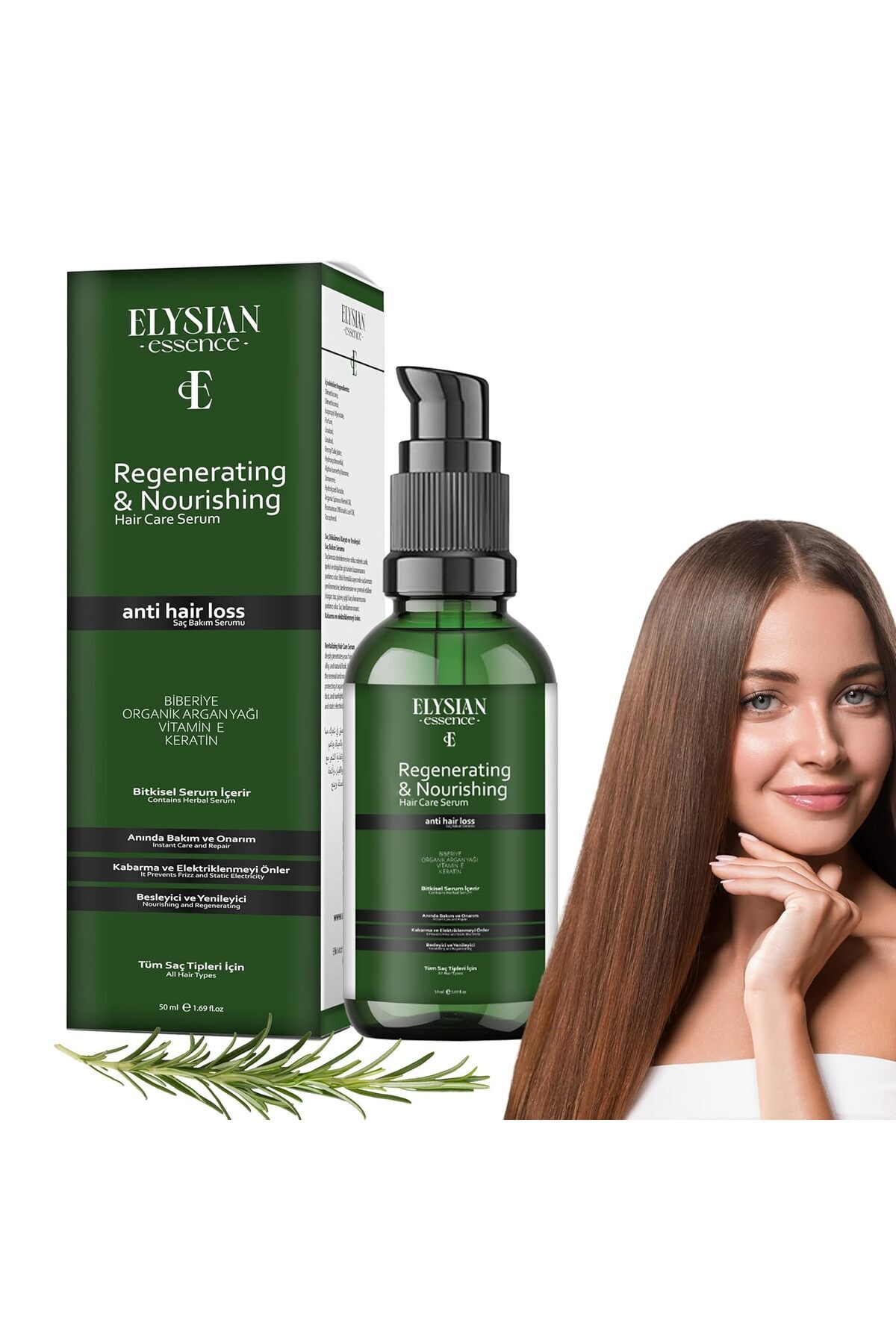 Shop a Way Elysian Essence Biberiyeli Saç Serumu Hızlı Uzama Etkili ve Dökülmeye Karşı - Organik Argan Yağı, Vi
