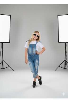 Burçak Butik Tshirt / Kot Salopet Pantolon 2 Parça - Bayramlık